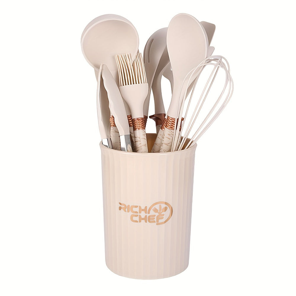 Ensemble d'ustensiles de cuisine en silicone élégant