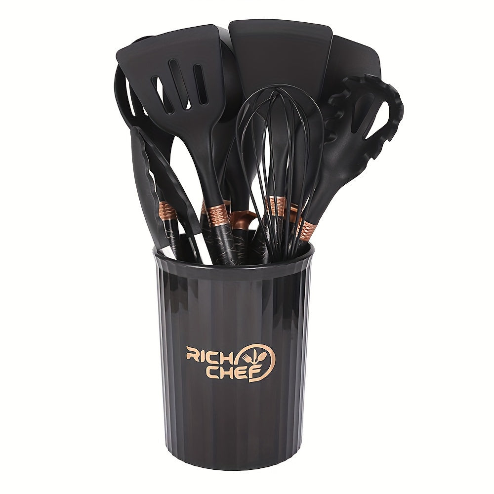 Ensemble d'ustensiles de cuisine en silicone élégant