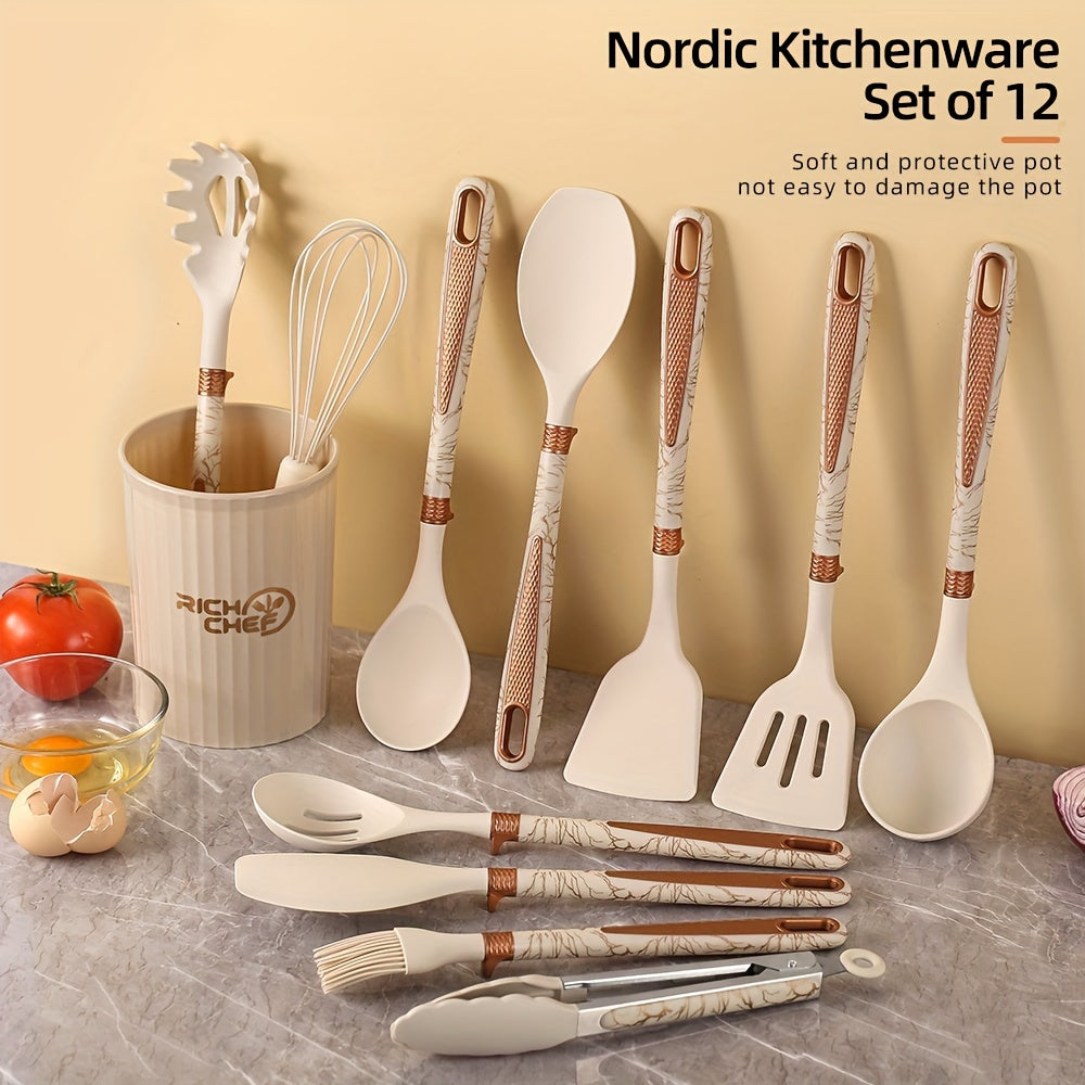 Ensemble d'ustensiles de cuisine en silicone élégant