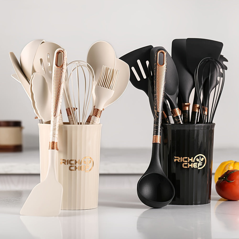 Ensemble d'ustensiles de cuisine en silicone élégant