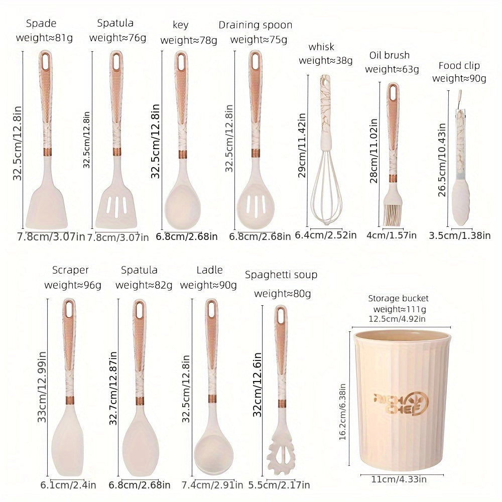 Ensemble d'ustensiles de cuisine en silicone élégant