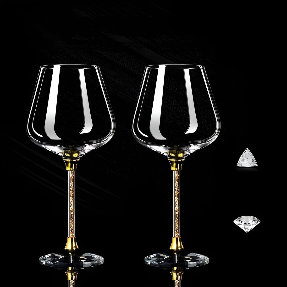 Ensemble de 2 verres à vin en cristal élégants, hauts et luxueux pour réceptions et événements