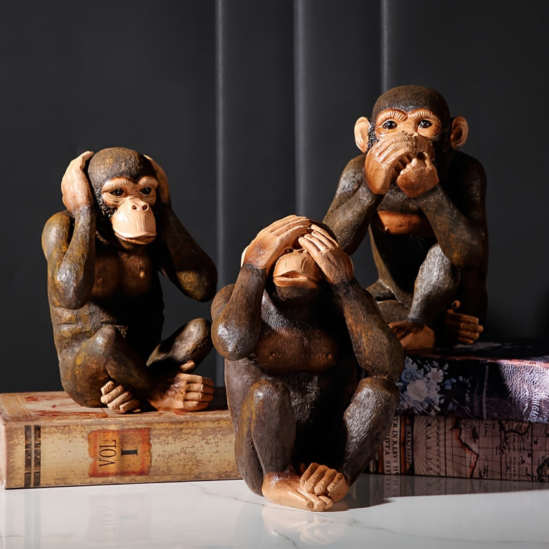Ensemble de 3 statuettes de singes – Ludiques et réalistes pour votre intérieur