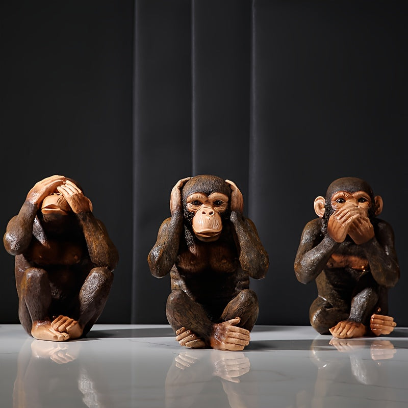 Ensemble de 3 statuettes de singes – Ludiques et réalistes pour votre intérieur