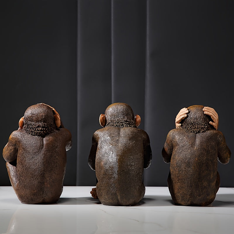 Ensemble de 3 statuettes de singes – Ludiques et réalistes pour votre intérieur