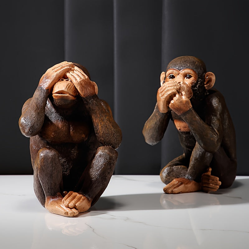 Ensemble de 3 statuettes de singes – Ludiques et réalistes pour votre intérieur