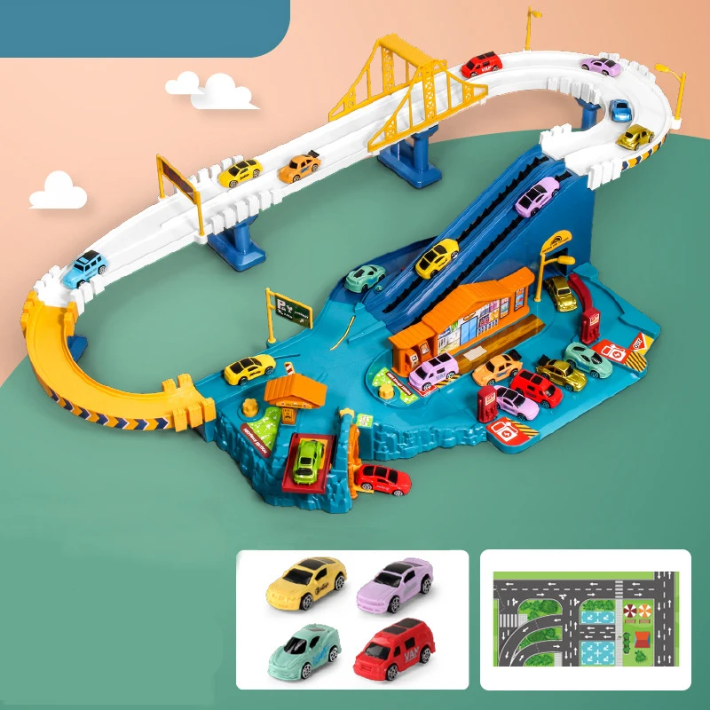 Ensemble de circuit de jeu interactif pour enfants avec 16 voitures assorties