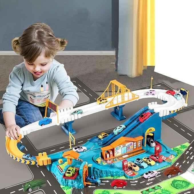 Ensemble de circuit de jeu interactif pour enfants avec 16 voitures assorties