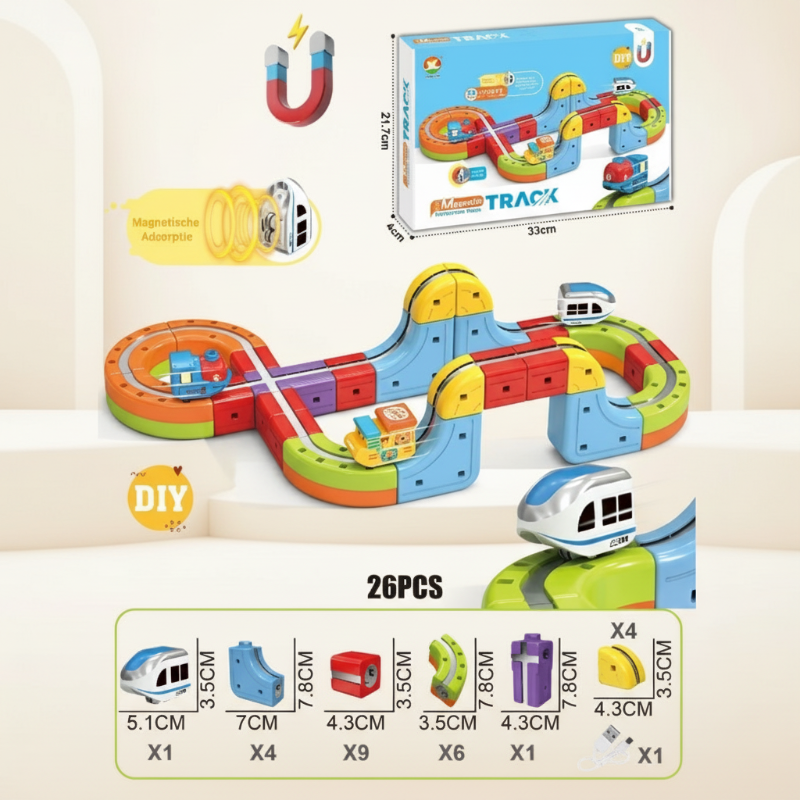 Ensemble de construction de circuit magnétique anti-gravité pour enfants avec train électrique