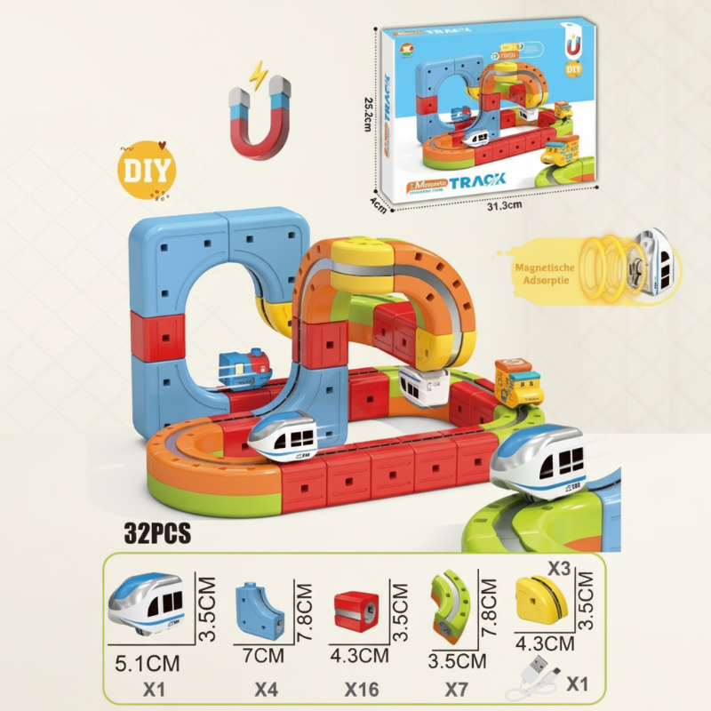 Ensemble de construction de circuit magnétique anti-gravité pour enfants avec train électrique
