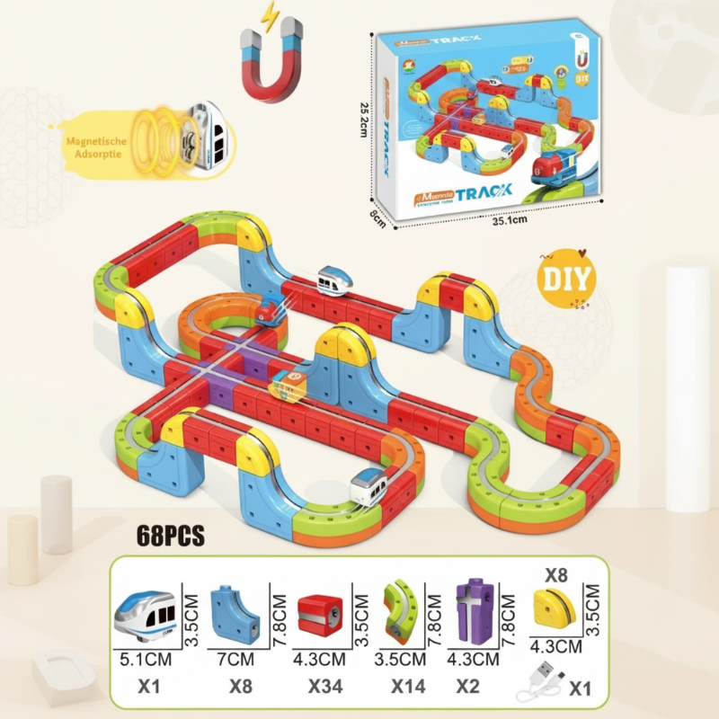 Ensemble de construction de circuit magnétique anti-gravité pour enfants avec train électrique