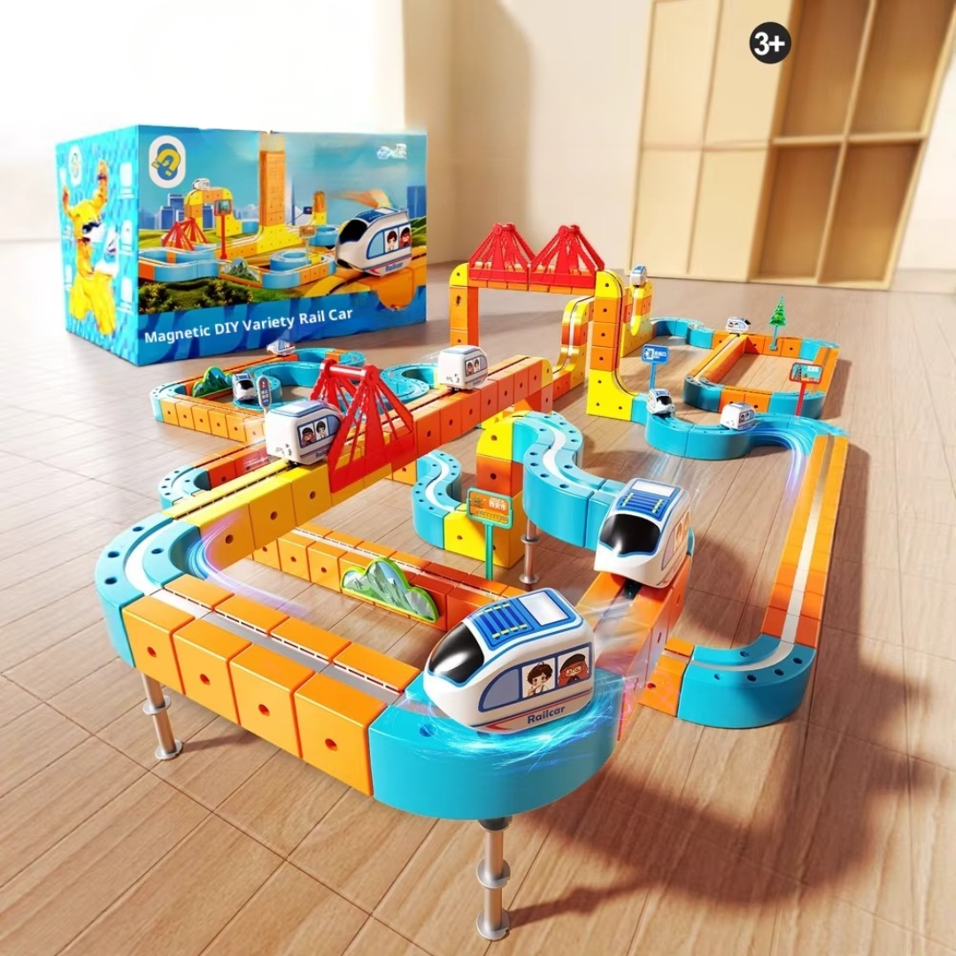 Ensemble de construction de circuit magnétique anti-gravité pour enfants avec train électrique