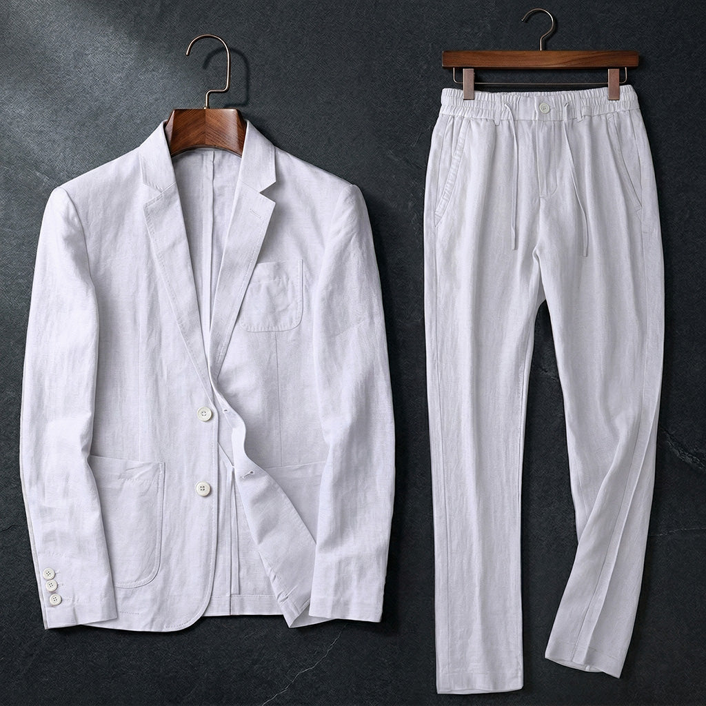 Ensemble de costume blanc lin
