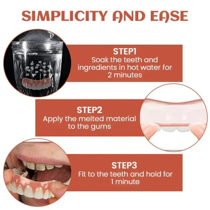 Ensemble de fausses dents en silicone ajustable pour un sourire naturel