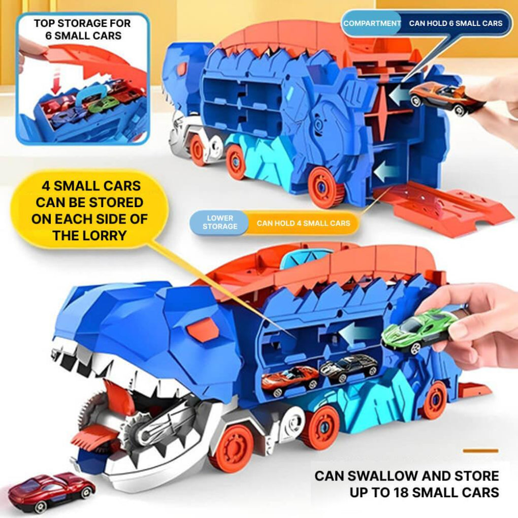 Ensemble de jeu camion dinosaure avec circuit de course