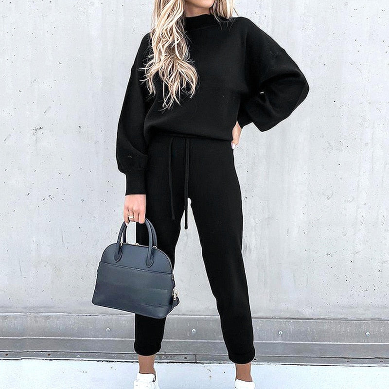 Ensemble de loungewear confortable pour femme avec manches ballon