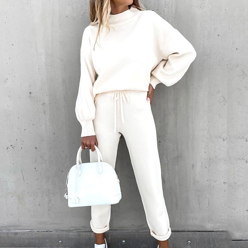 Ensemble de loungewear confortable pour femme avec manches ballon