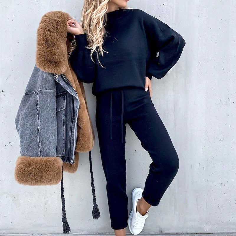 Ensemble de loungewear confortable pour femme avec manches ballon