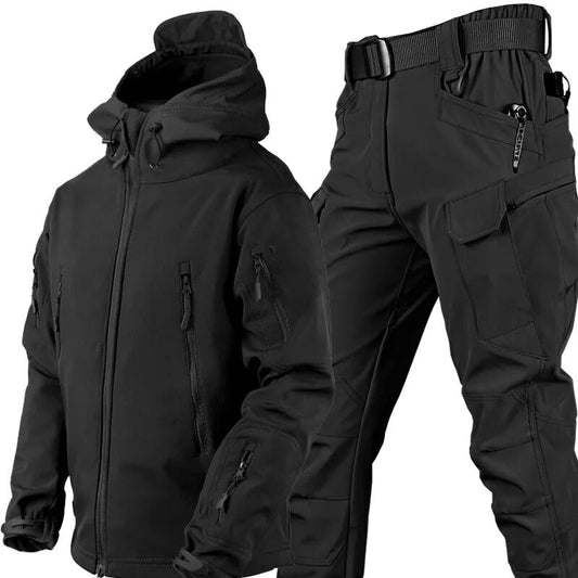 Ensemble de plein air imperméable et coupe-vent avec doublure polaire et six poches