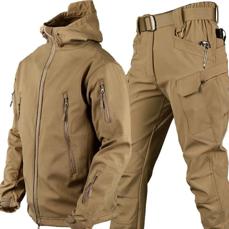 Ensemble de plein air imperméable et coupe-vent avec doublure polaire et six poches