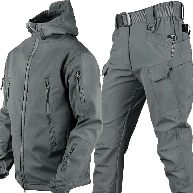 Ensemble de plein air imperméable et coupe-vent avec doublure polaire et six poches