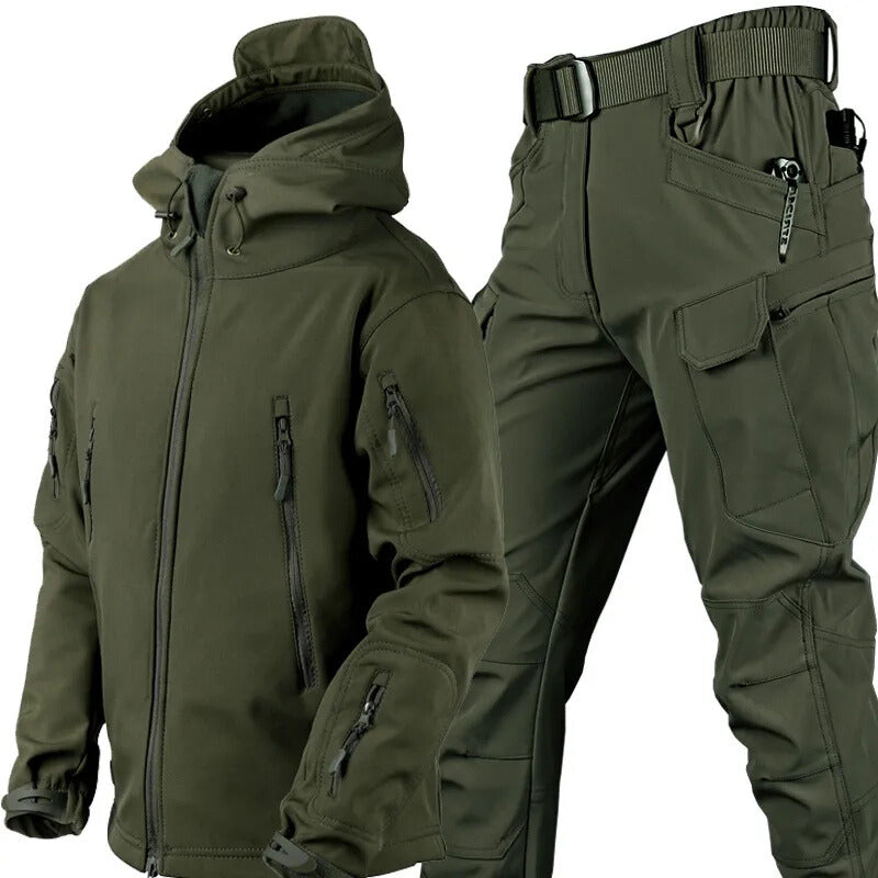 Ensemble de plein air imperméable et coupe-vent avec doublure polaire et six poches