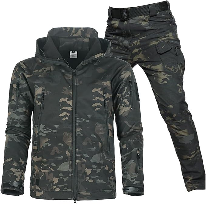 Ensemble de plein air imperméable et coupe-vent avec doublure polaire et six poches