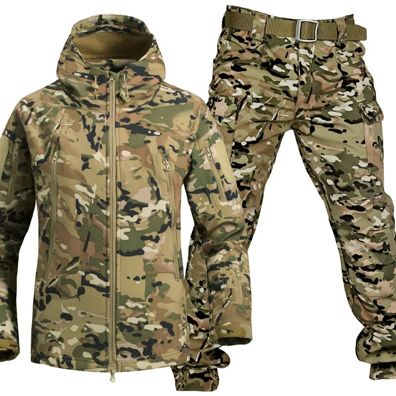 Ensemble de plein air imperméable et coupe-vent avec doublure polaire et six poches