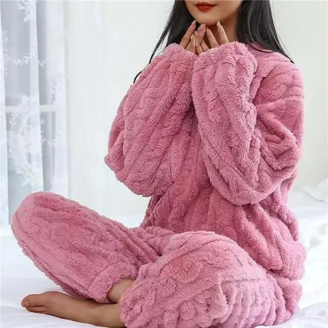 Ensemble de pyjama en polaire pour femme – vêtement d'intérieur doux et chaud