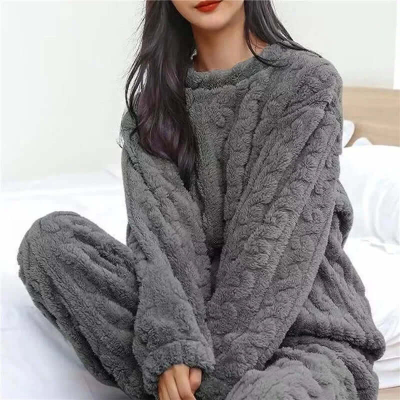 Ensemble de pyjama en polaire pour femme – vêtement d'intérieur doux et chaud