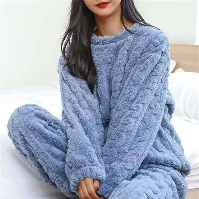 Ensemble de pyjama en polaire pour femme – vêtement d'intérieur doux et chaud