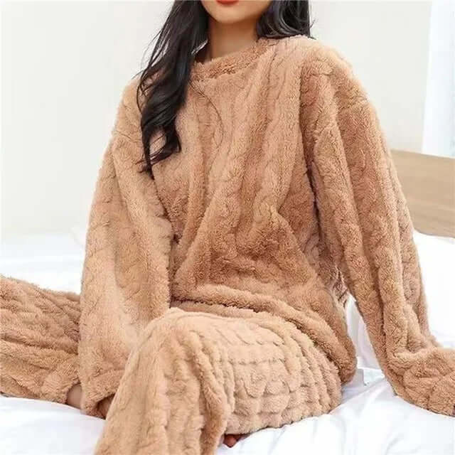 Ensemble de pyjama en polaire pour femme – vêtement d'intérieur doux et chaud