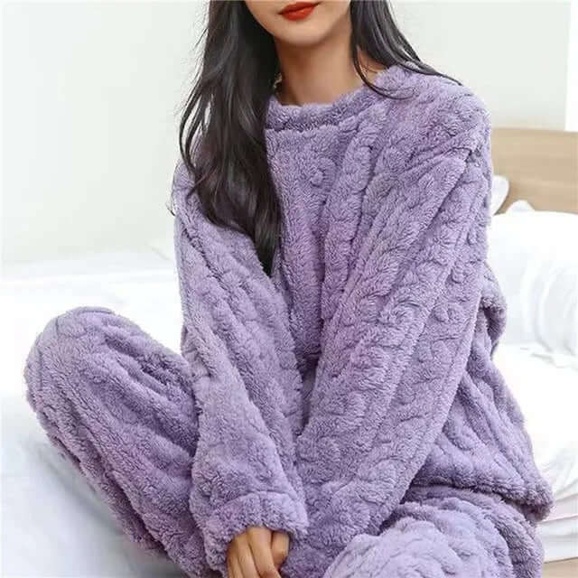 Ensemble de pyjama en polaire pour femme – vêtement d'intérieur doux et chaud