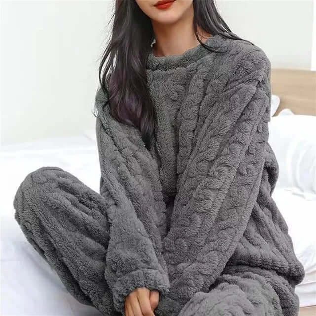 Ensemble de pyjama en polaire pour femme – vêtement d'intérieur doux et chaud