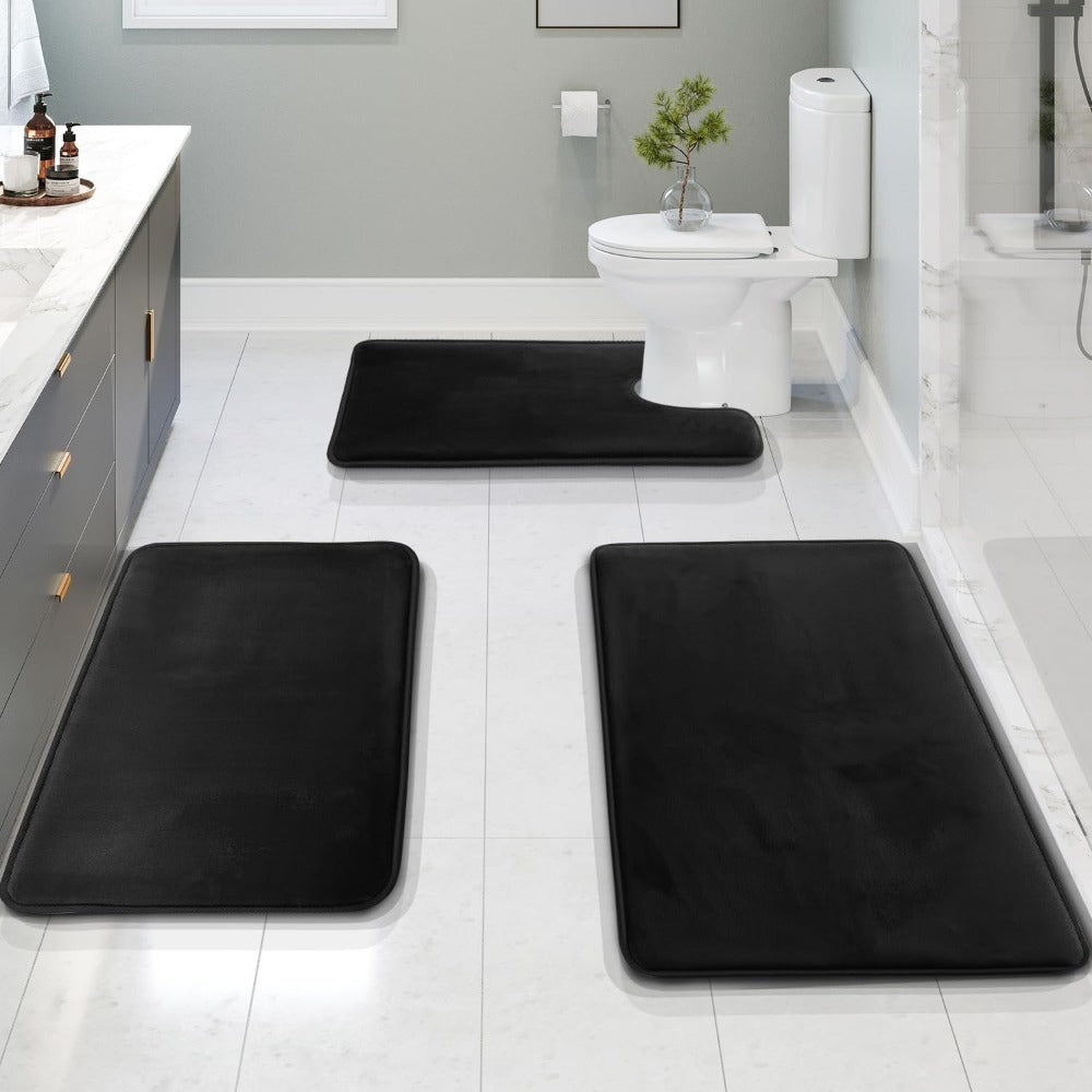 Ensemble de tapis de bain en mousse à mémoire de forme, antidérapants et lavables