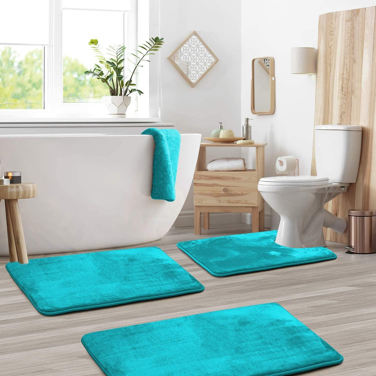 Ensemble de tapis de bain en mousse à mémoire de forme, antidérapants et lavables