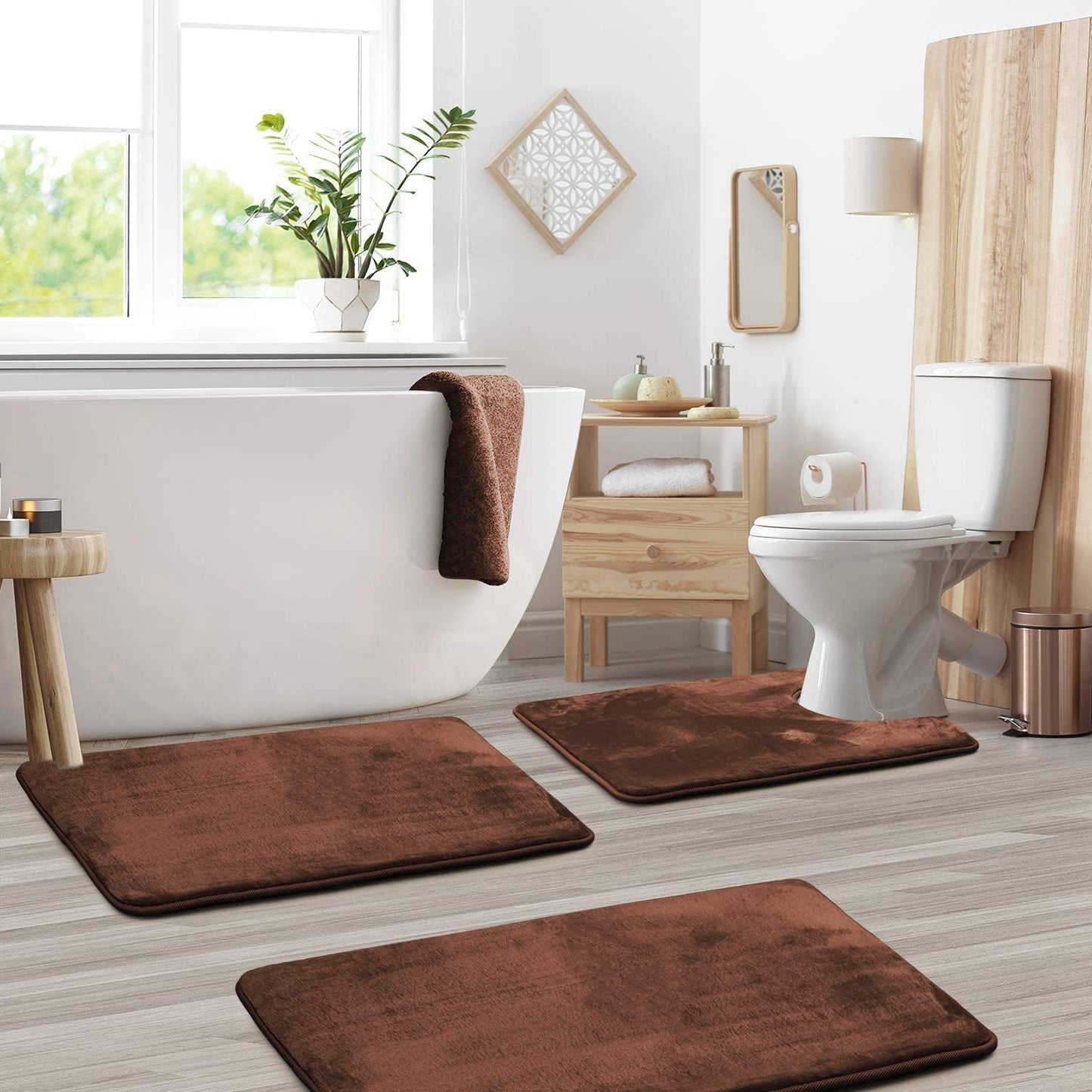 Ensemble de tapis de bain en mousse à mémoire de forme, antidérapants et lavables