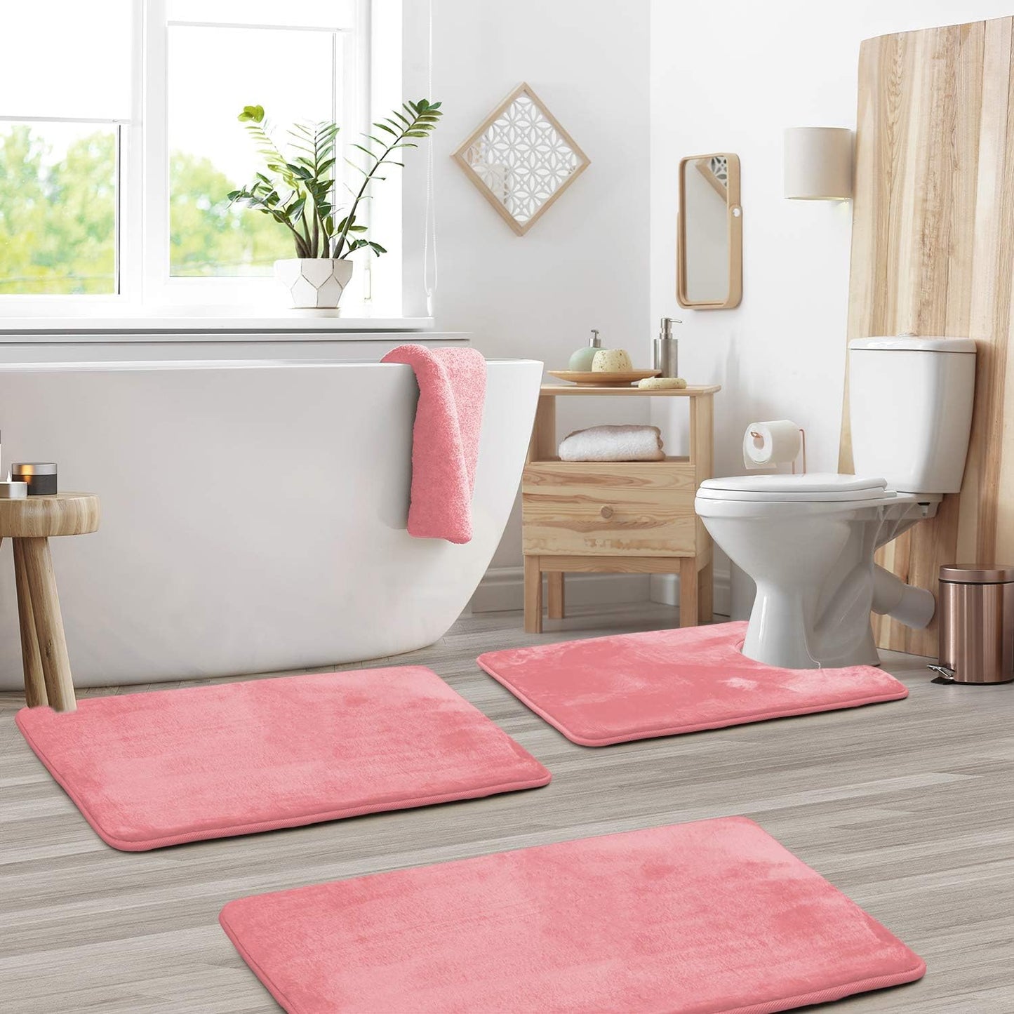 Ensemble de tapis de bain en mousse à mémoire de forme, antidérapants et lavables
