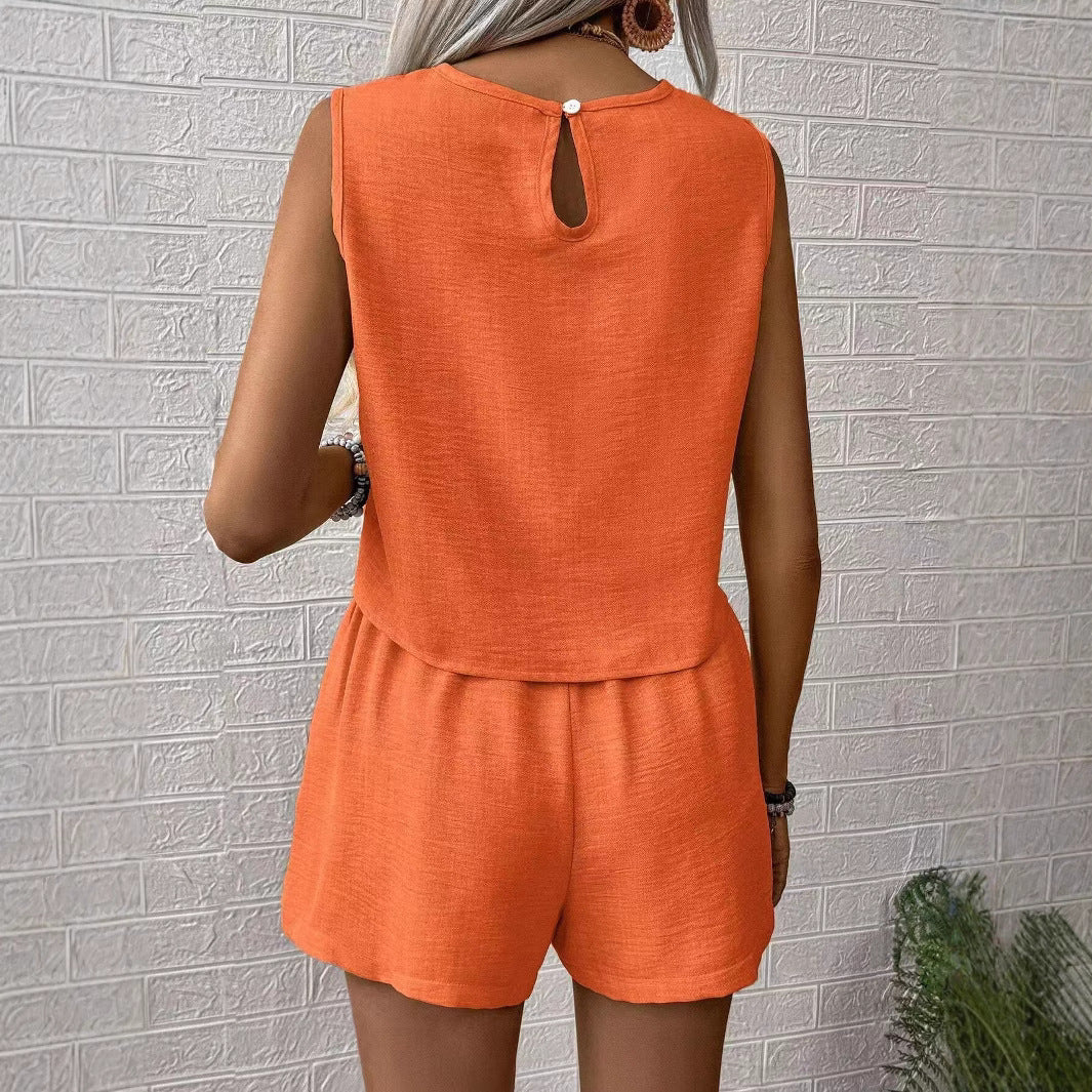 Ensemble deux pièces sans manches pour femme