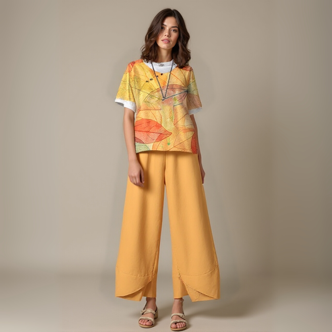 Ensemble élégant avec blouse et pantalon pour femme