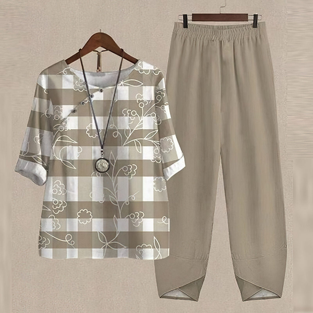 Ensemble élégant avec blouse et pantalon pour femme