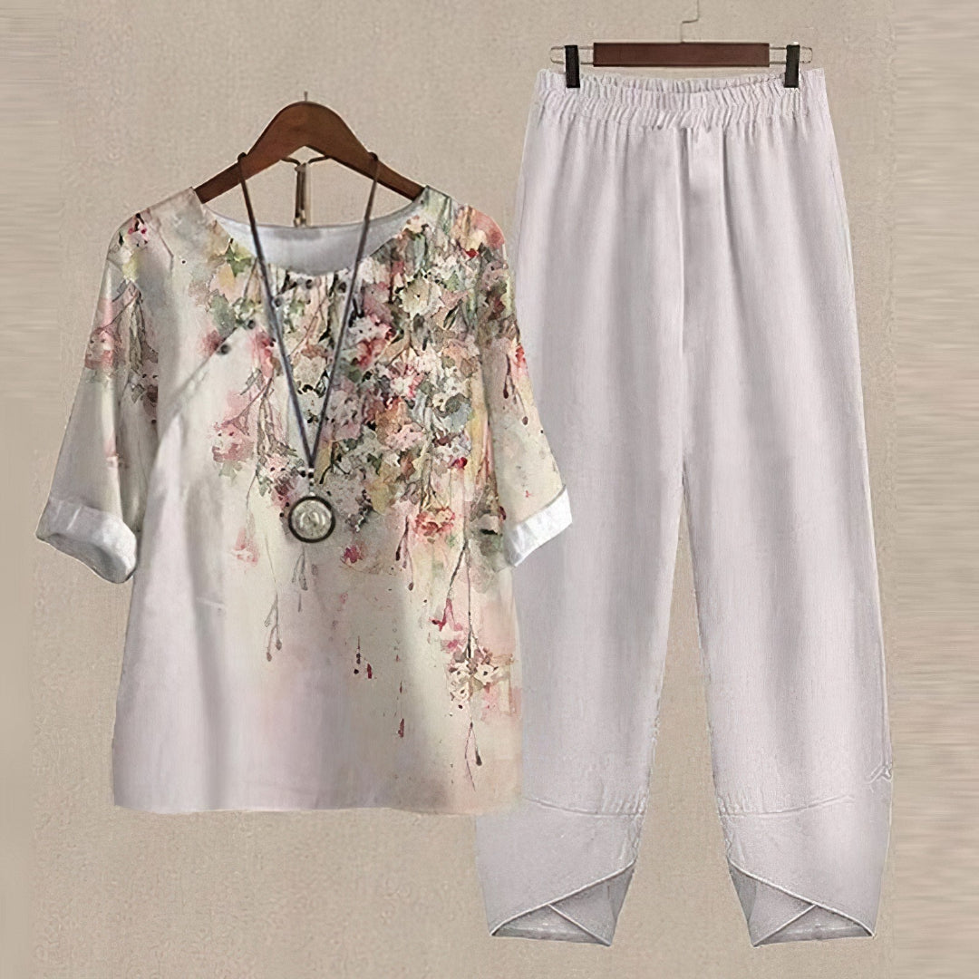 Ensemble élégant avec blouse et pantalon pour femme