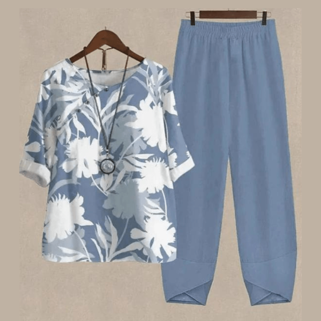 Ensemble élégant avec blouse et pantalon pour femme