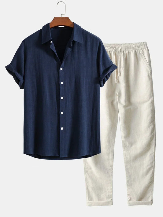 Ensemble été pour homme: pantalon et chemise confortables