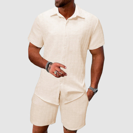 Ensemble homme chemise manches courtes avec col et short