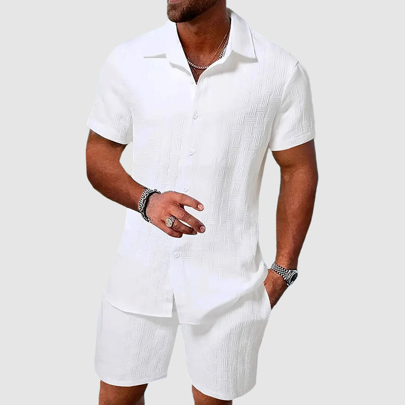Ensemble homme chemise manches courtes avec col et short