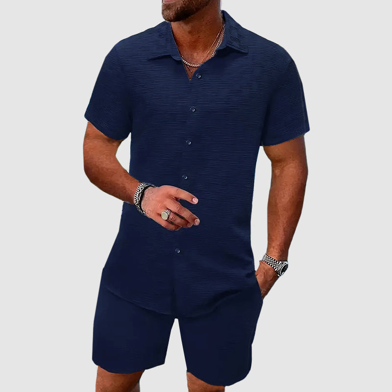 Ensemble homme chemise manches courtes avec col et short