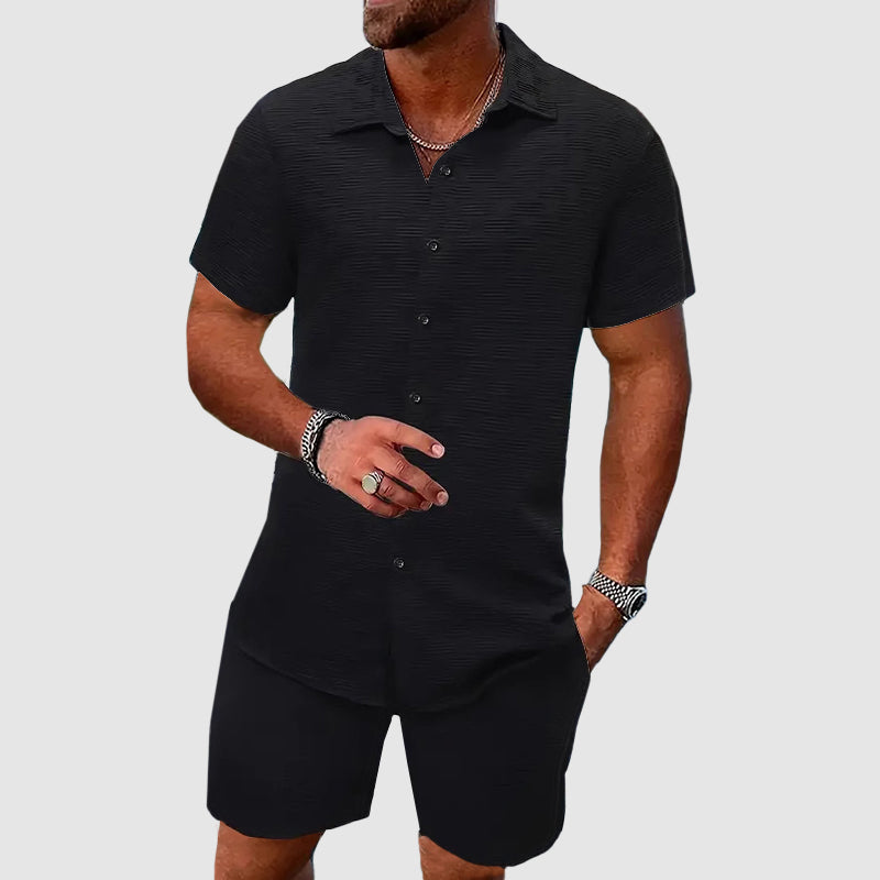 Ensemble homme chemise manches courtes avec col et short