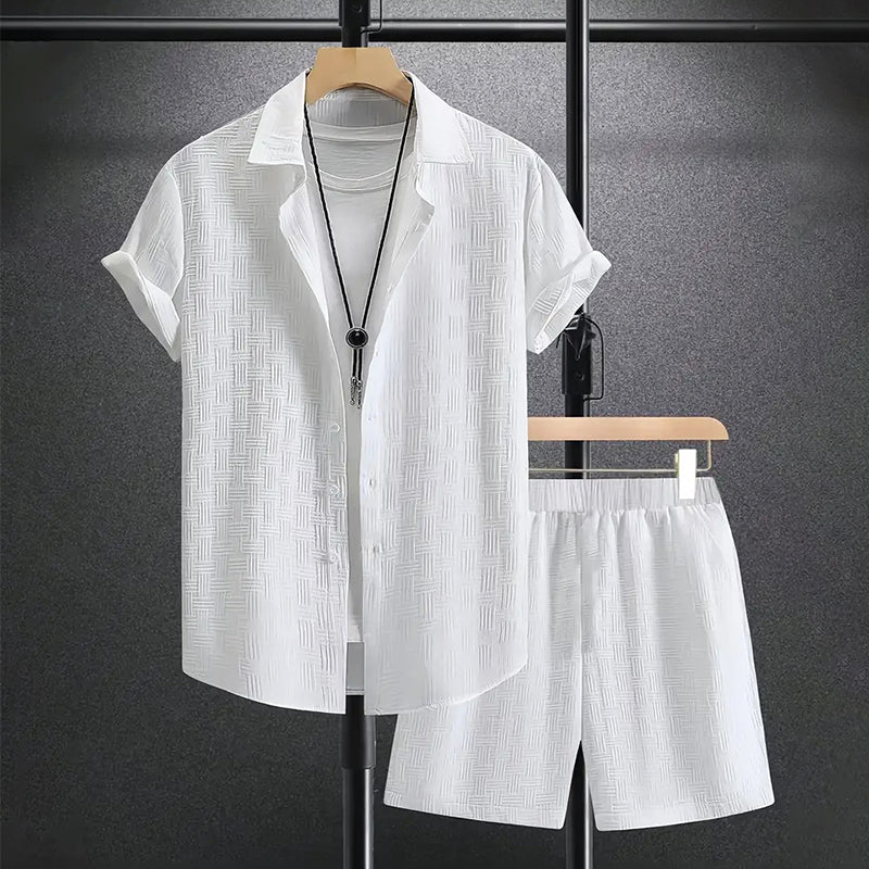 Ensemble homme chemise manches courtes avec col et short