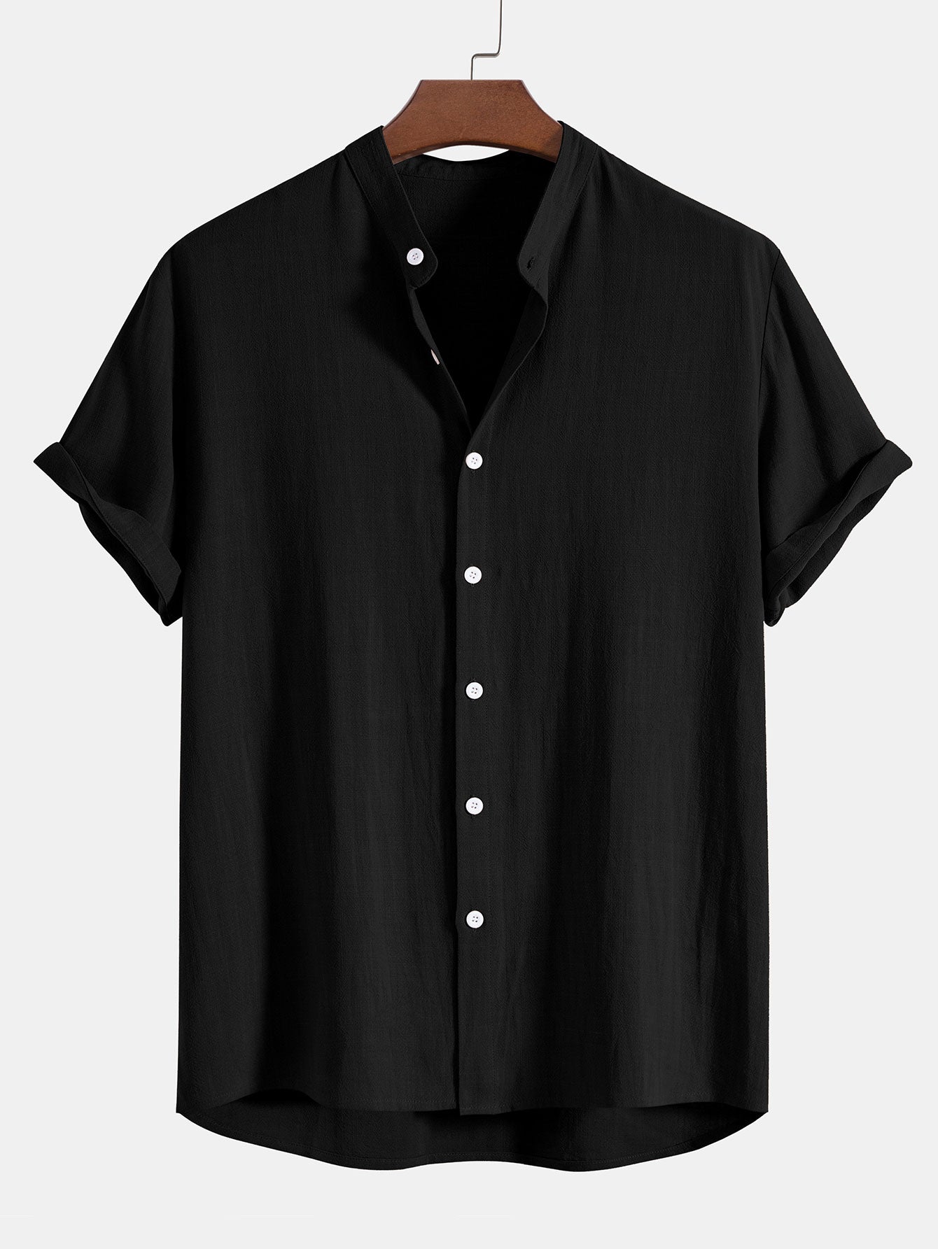 Ensemble léger d'été pour homme composé d'une chemise à manches courtes et col officier et d'un pantalon